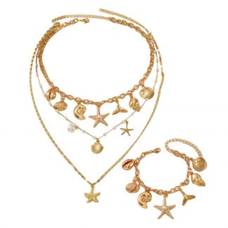 Shell and Starfish Necklace and Bracelet - alternate view