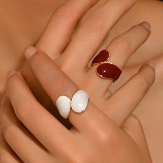 Sculptural Enamel Open-Front Ring