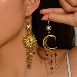 Sun and Moon Celestial Drop Earrings