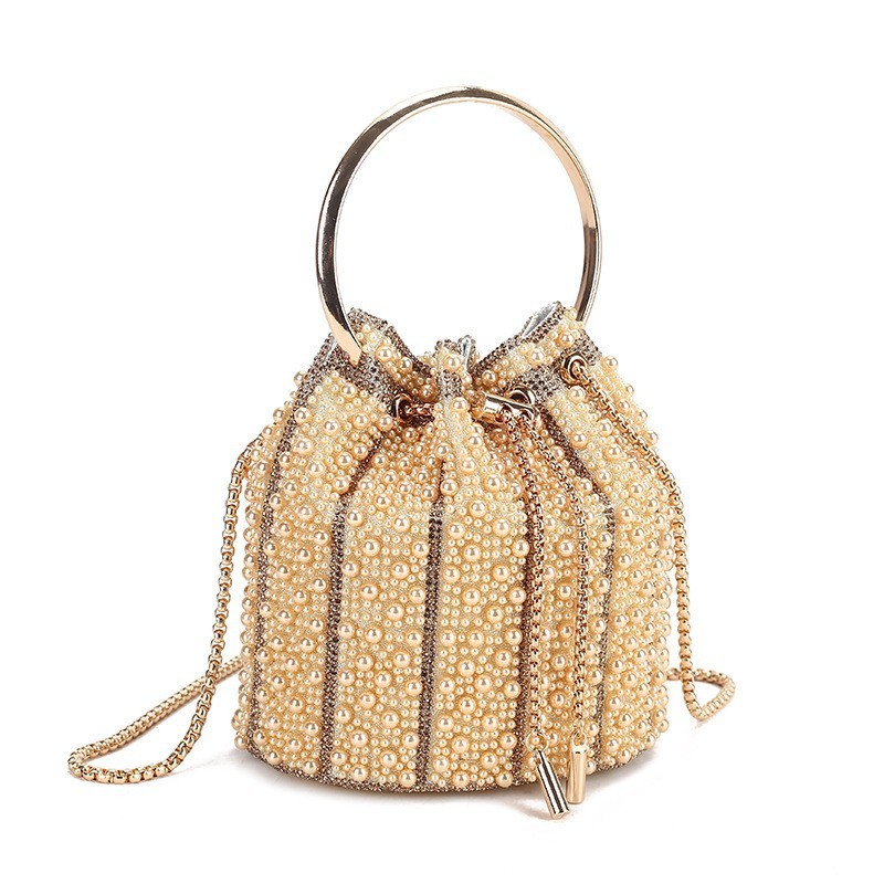 Beaded Ring-Handle Evening Bag
