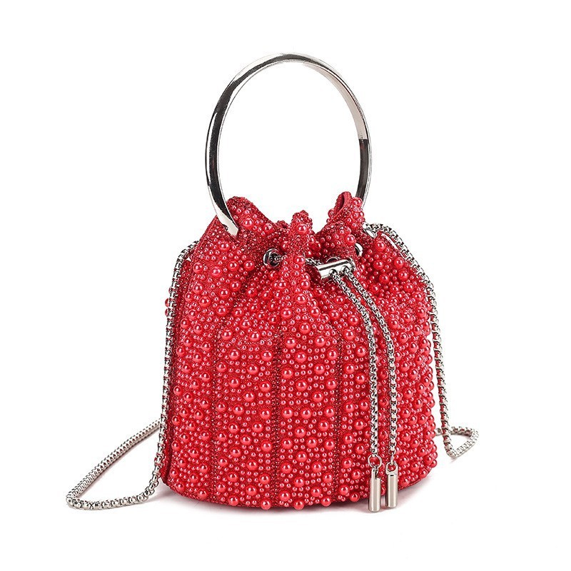 Beaded Ring-Handle Evening Bag