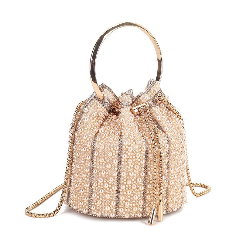 Beaded Ring-Handle Evening Bag