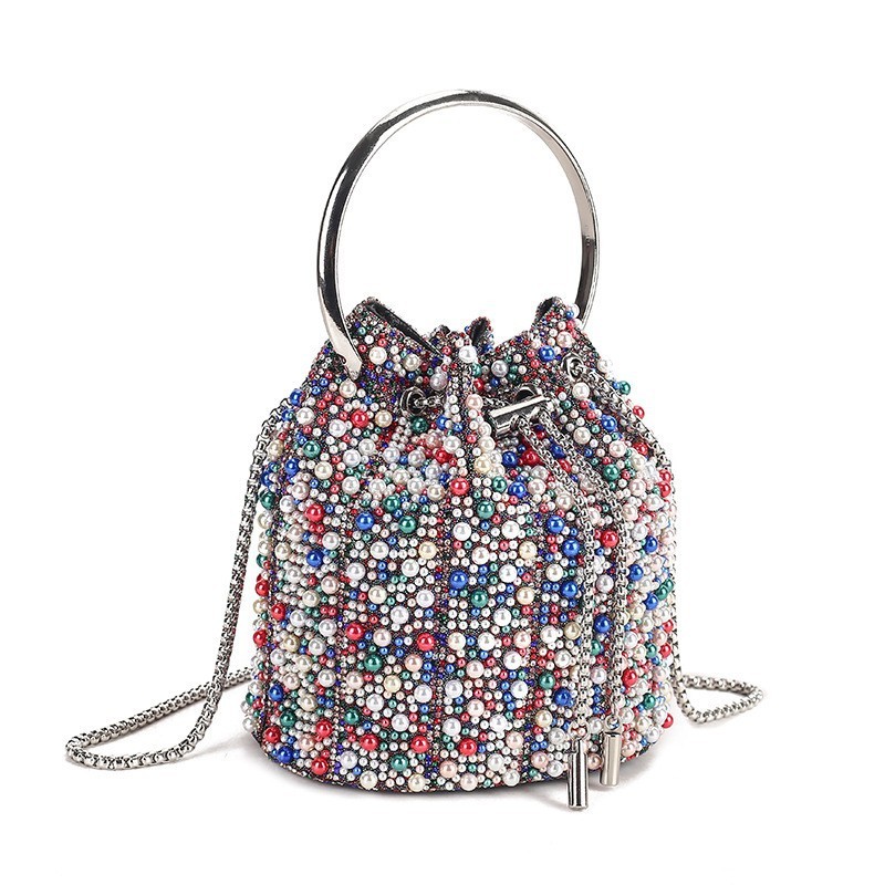 Beaded Ring-Handle Evening Bag
