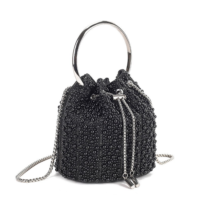 Beaded Ring-Handle Evening Bag