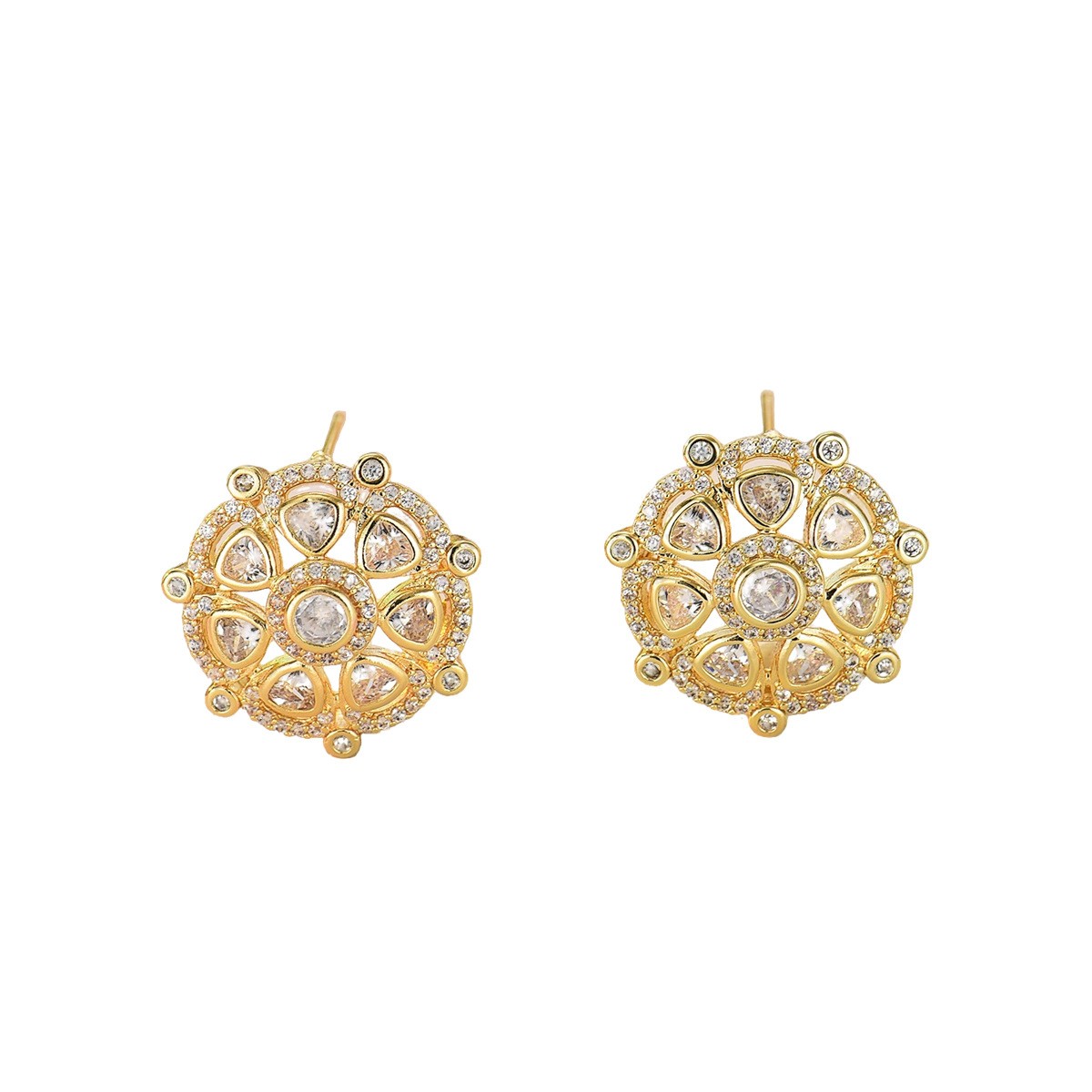 Round Crystal-Cluster Stud Earrings