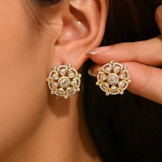 Round Crystal-Cluster Stud Earrings