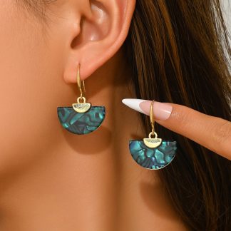 Iridescent Fan Drop Earrings