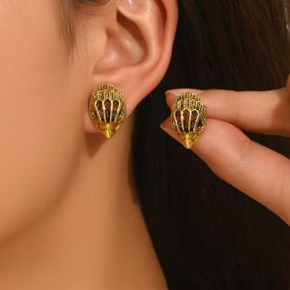 Textured Shell-Inspired Stud Earrings