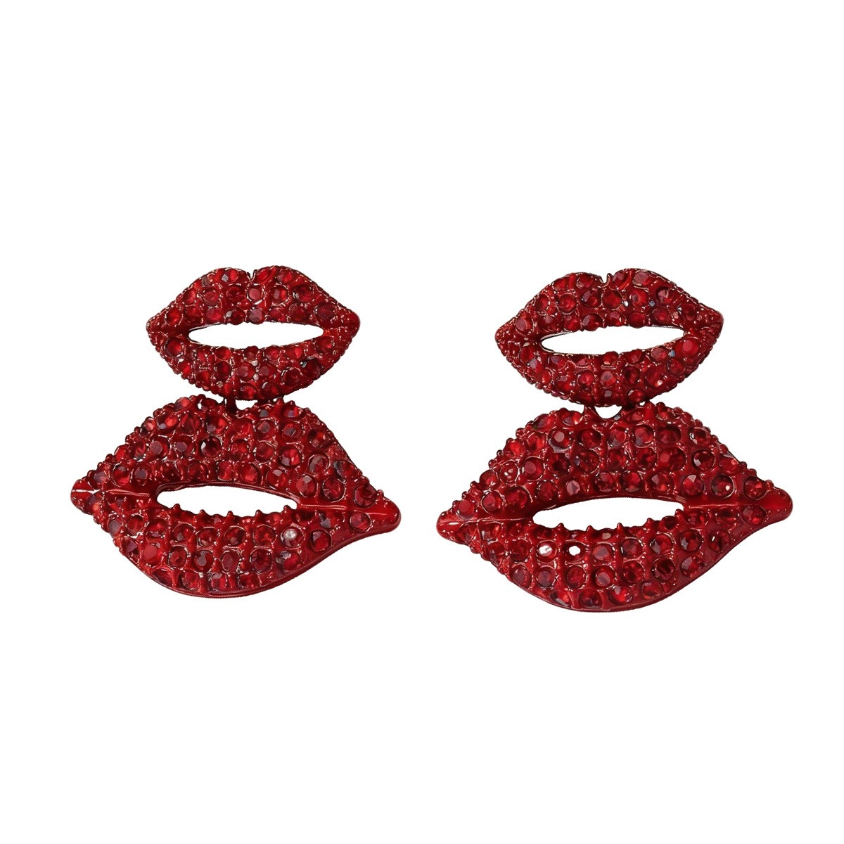 Glitter Double-Lips Drop Earrings