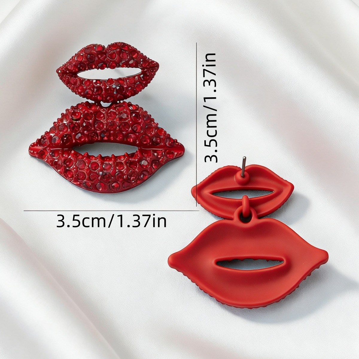 Glitter Double-Lips Drop Earrings