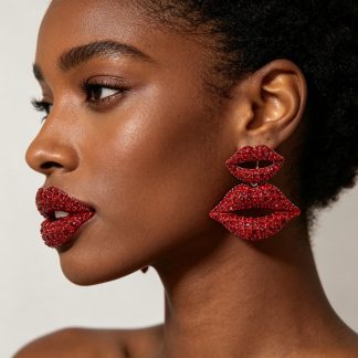 Glitter Double-Lips Drop Earrings