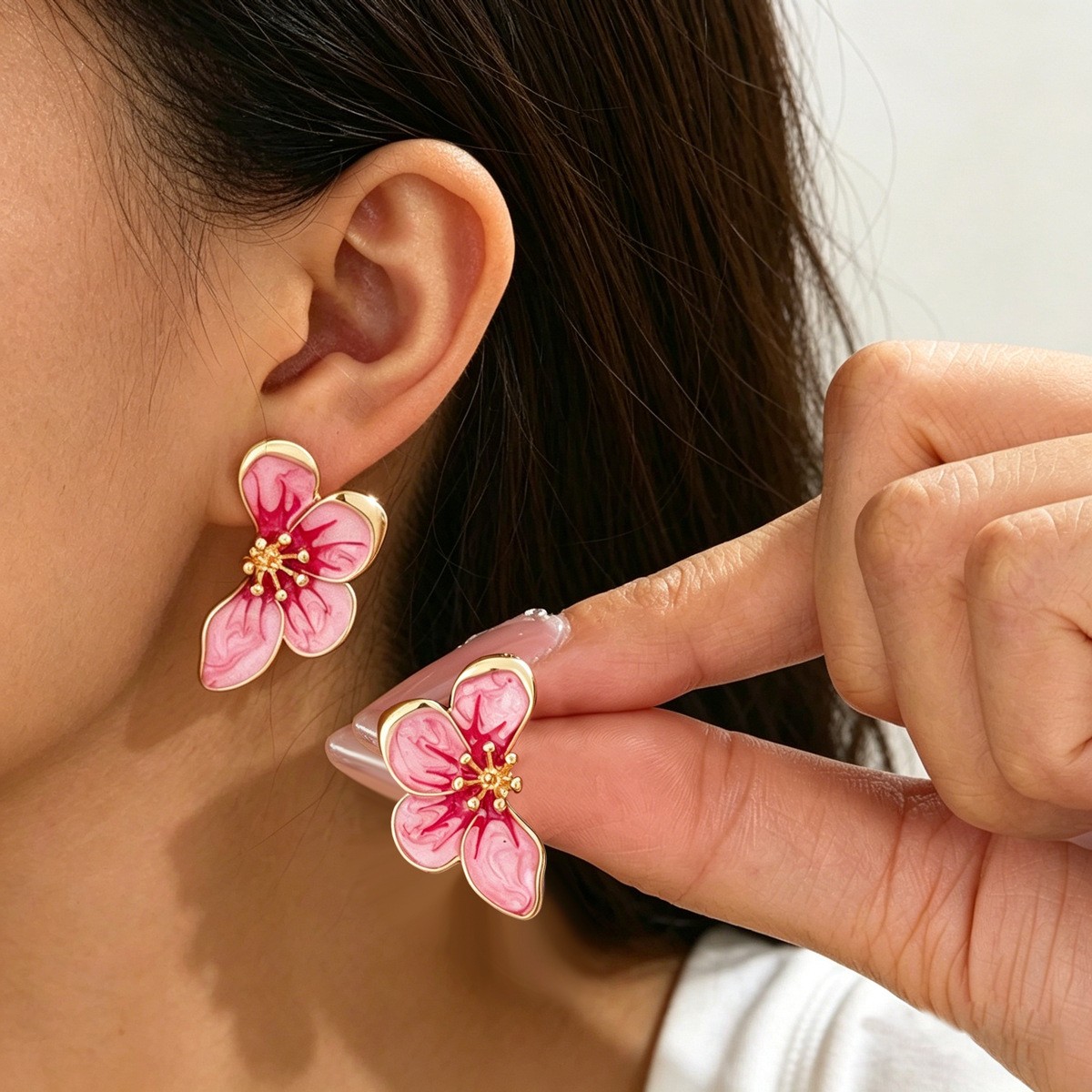Enamel Flower Stud Earrings
