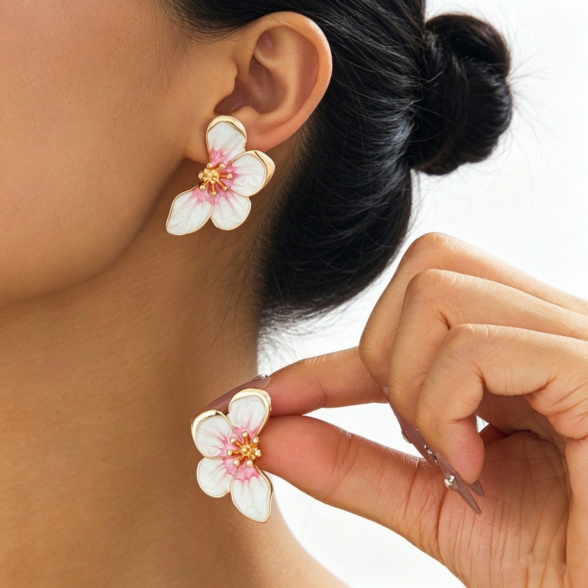 Enamel Flower Stud Earrings