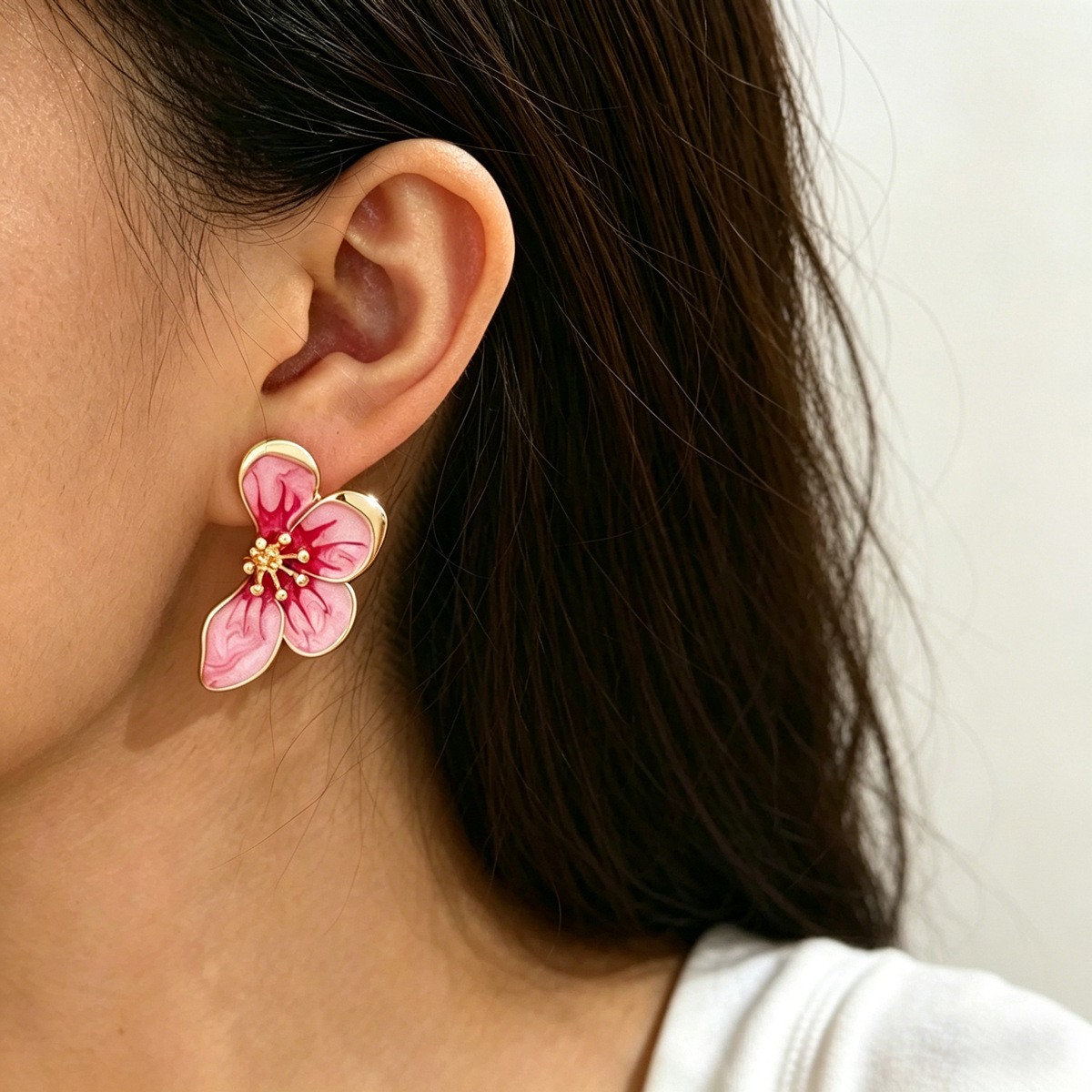 Enamel Flower Stud Earrings