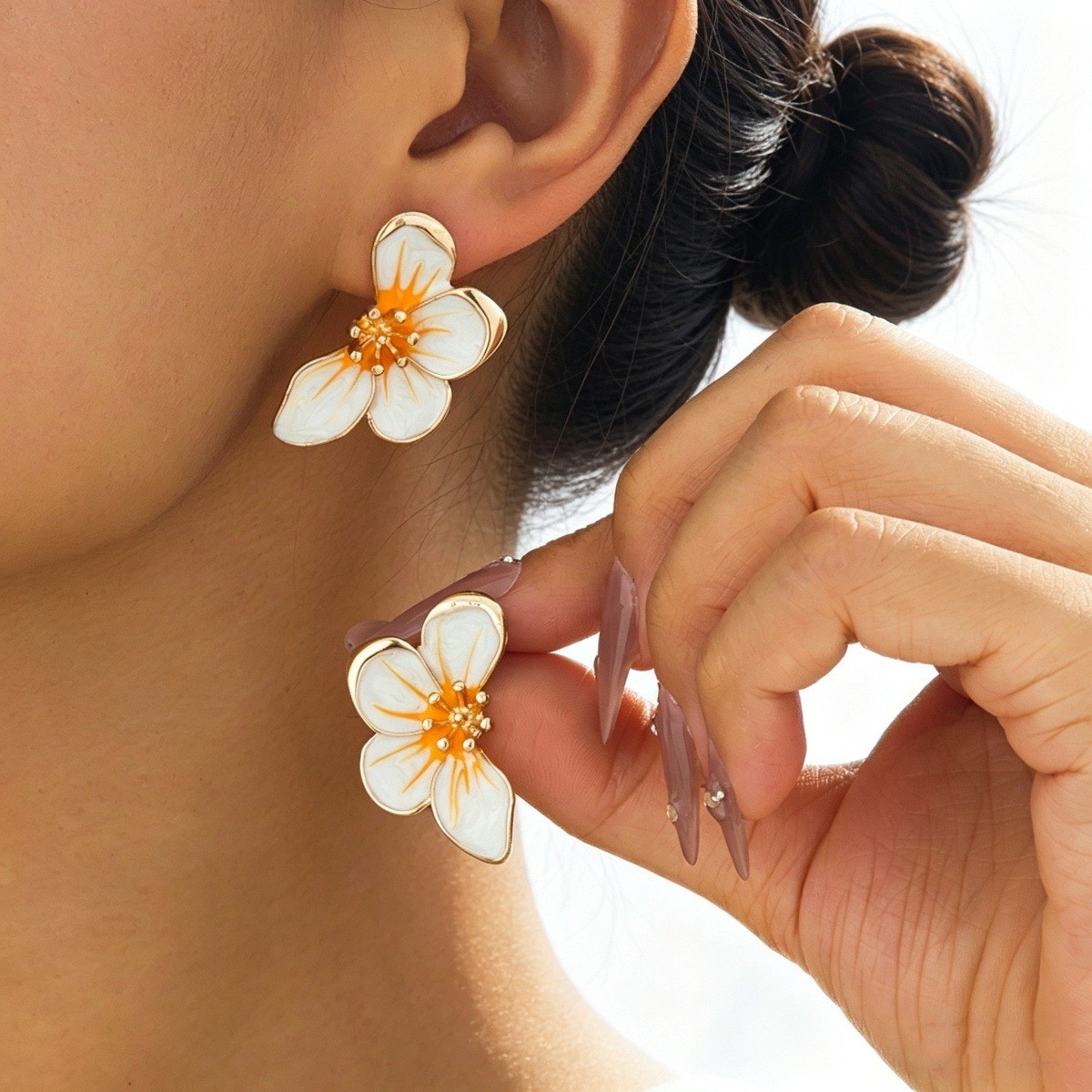 Enamel Flower Stud Earrings