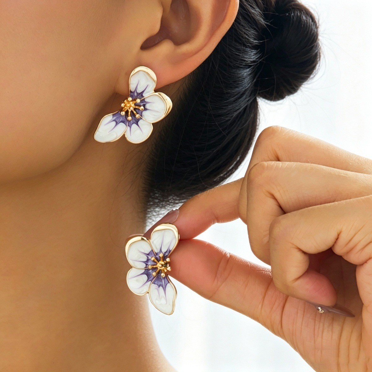 Enamel Flower Stud Earrings