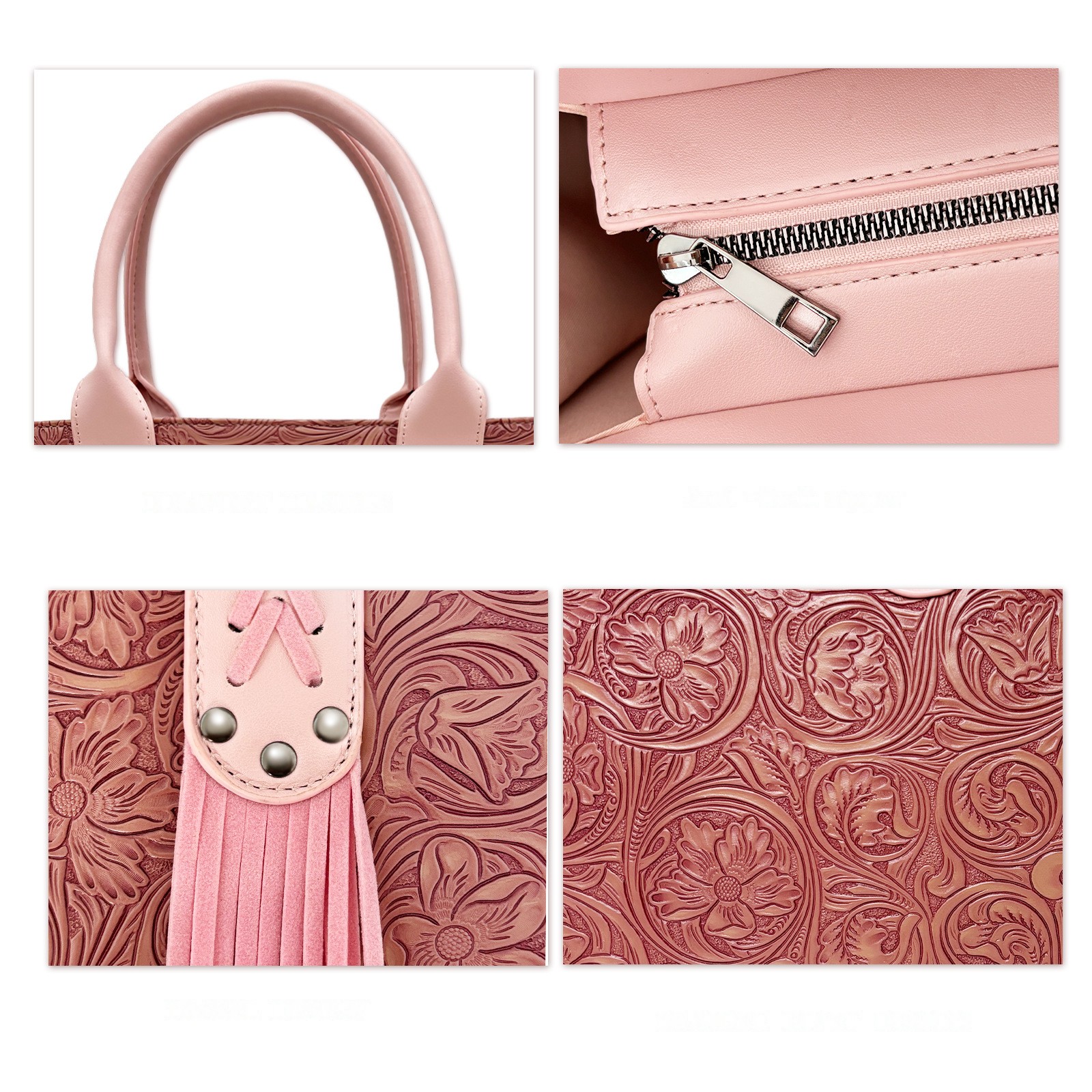 Embossed Tassel Mini Tote