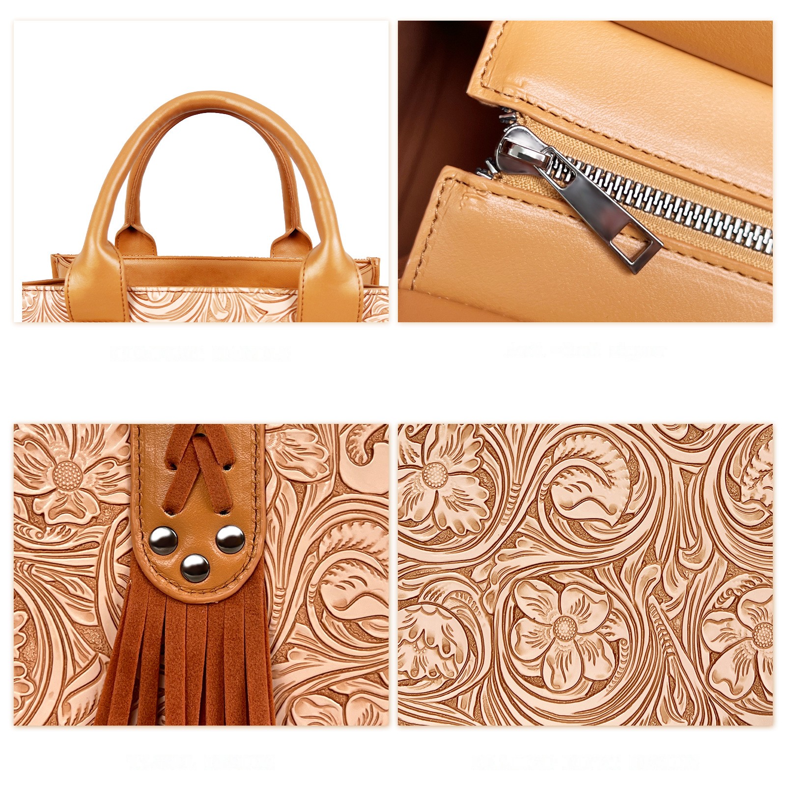Embossed Tassel Mini Tote