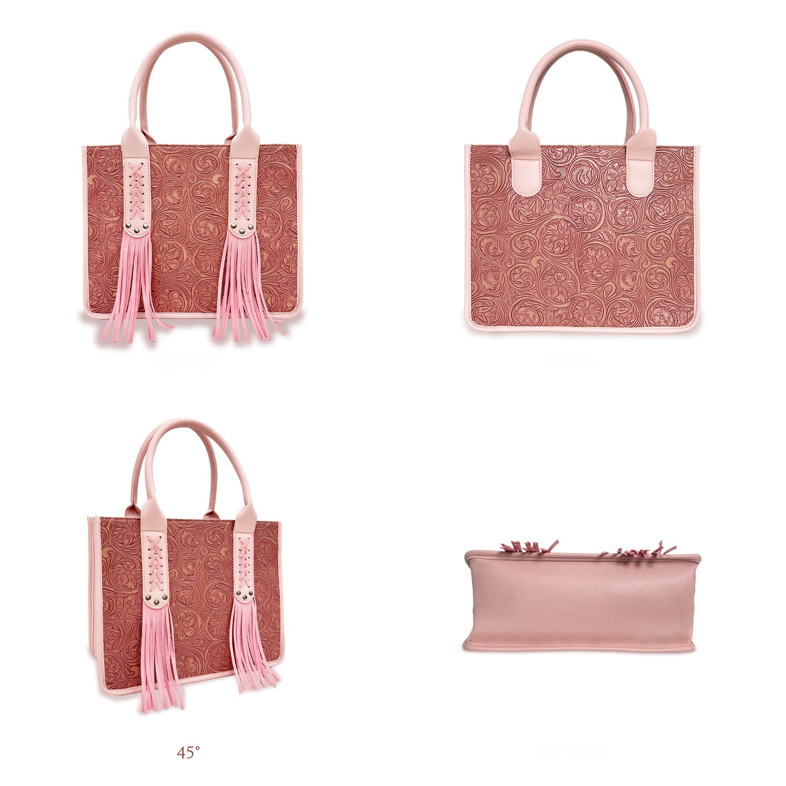 Embossed Tassel Mini Tote