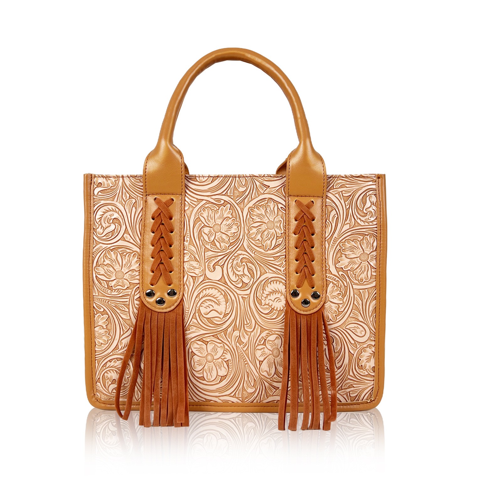 Embossed Tassel Mini Tote