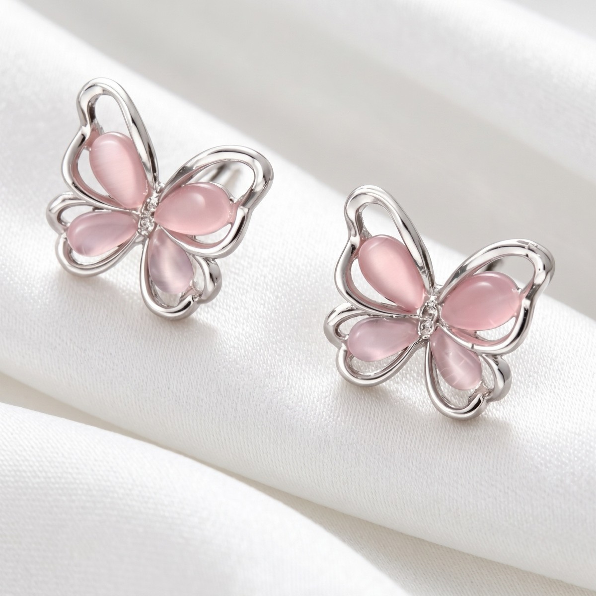 Color-Inlay Butterfly Stud Earrings