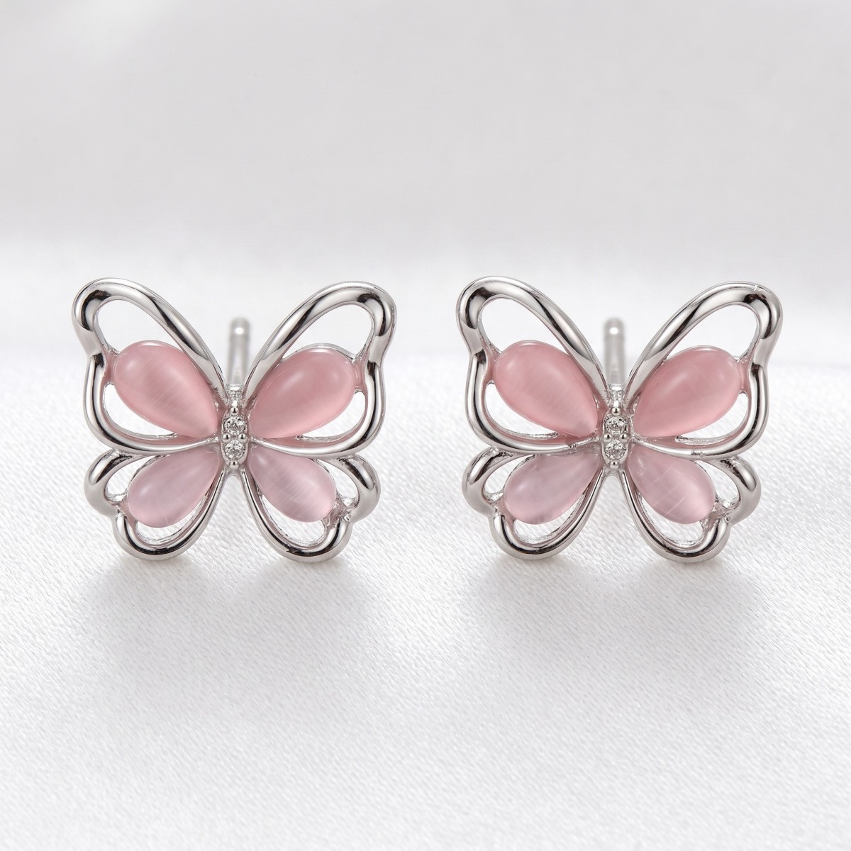 Color-Inlay Butterfly Stud Earrings