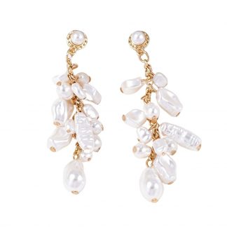 Pearl-Effect Cluster Drop Earrings - alternate view