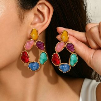 Faceted Oval Statement Earrings
