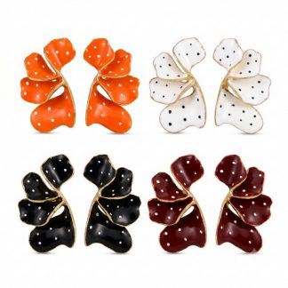 Spotted Petal Flower Statement Earrings - alternate view