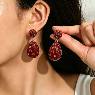 Crystal-Accent Teardrop Earrings