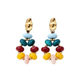 Colorful Bead Cluster Earrings - alternate view