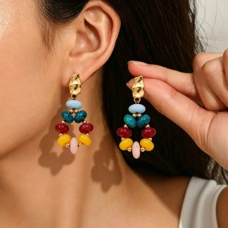 Colorful Bead Cluster Earrings
