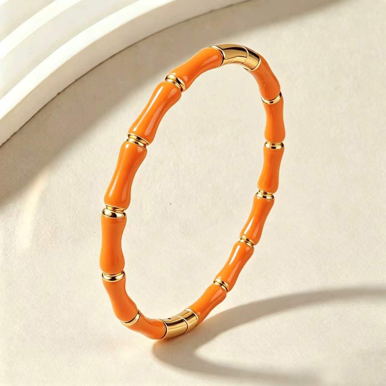 Bamboo-Style Enamel Bangle