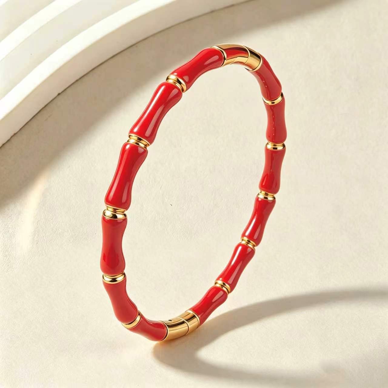 Bamboo-Style Enamel Bangle