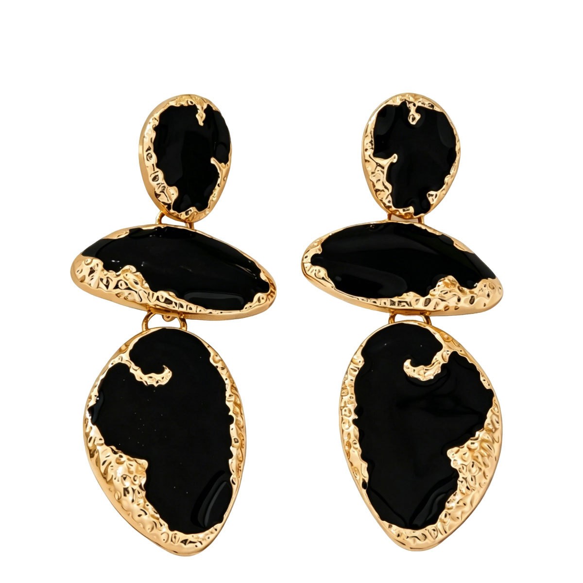Textured-Rim Statement Drop Earrings
