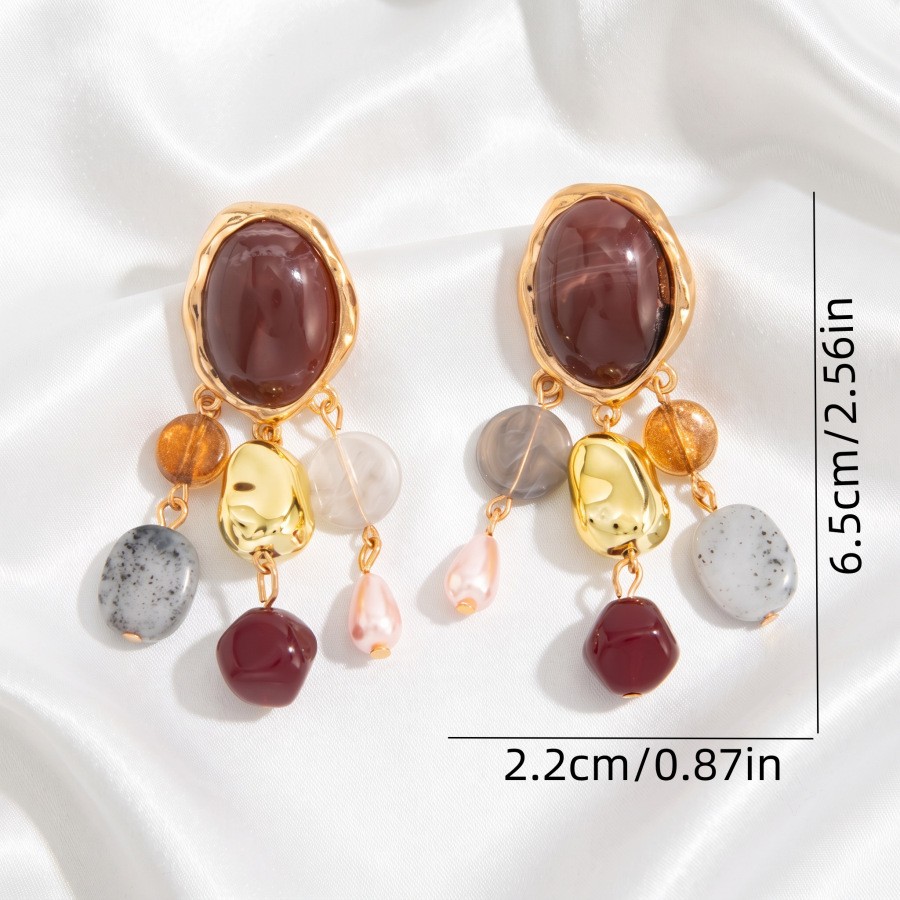 Stone-Effect Charm Cluster Earrings