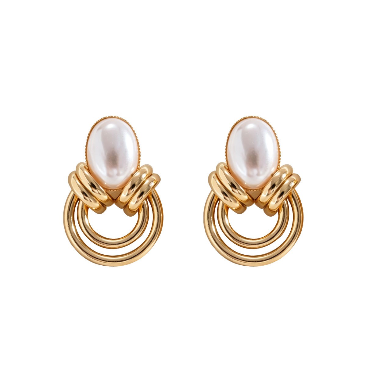 Pearl-Effect Circle Drop Earrings