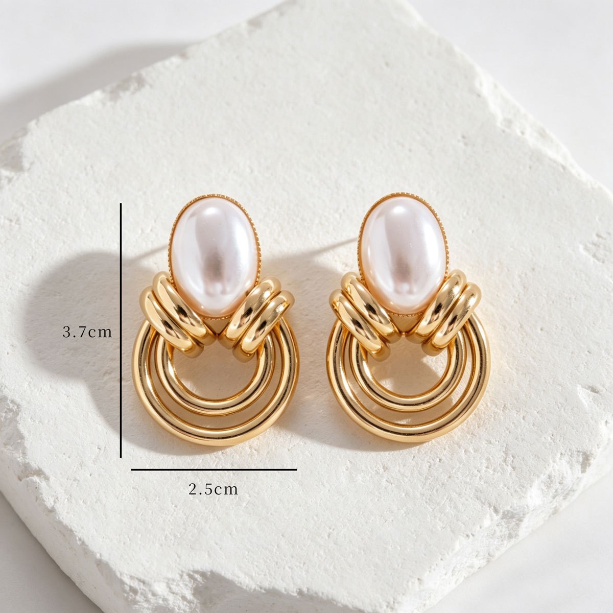 Pearl-Effect Circle Drop Earrings