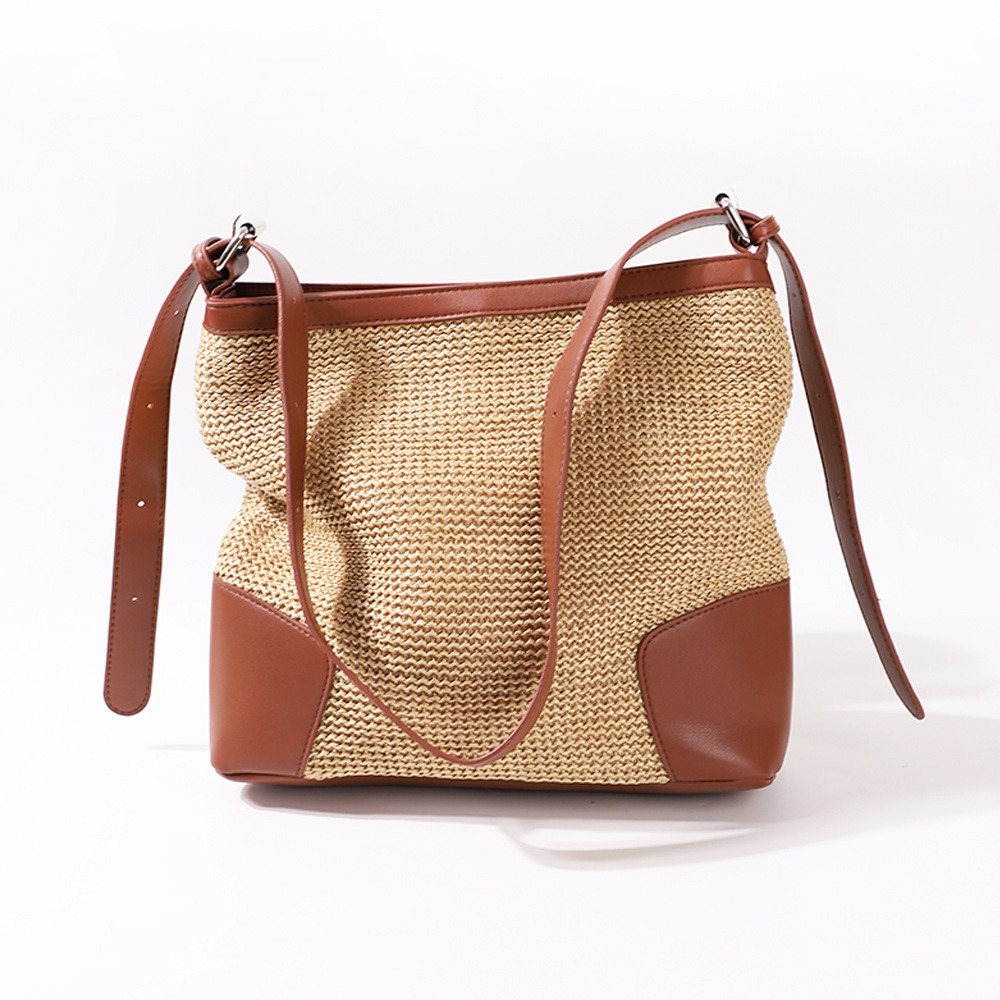 Woven Corner-Panel Shoulder Bag