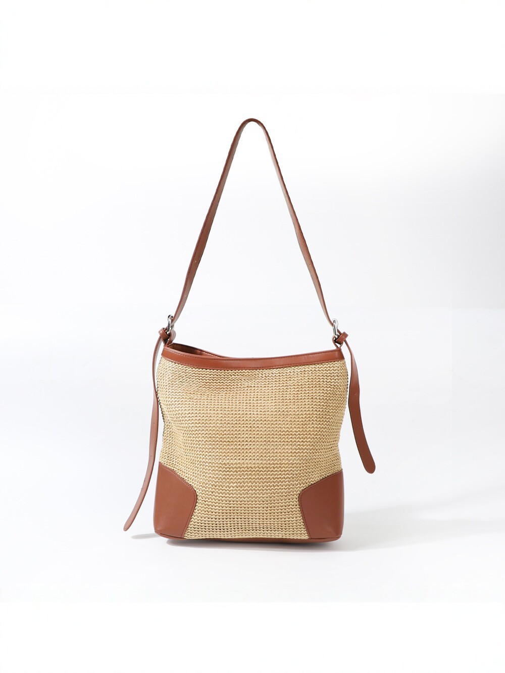 Woven Corner-Panel Shoulder Bag