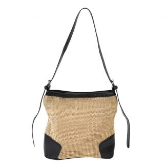 Woven Corner-Panel Shoulder Bag