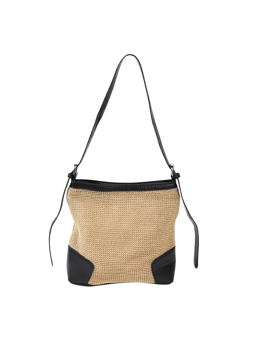 Woven Corner-Panel Shoulder Bag