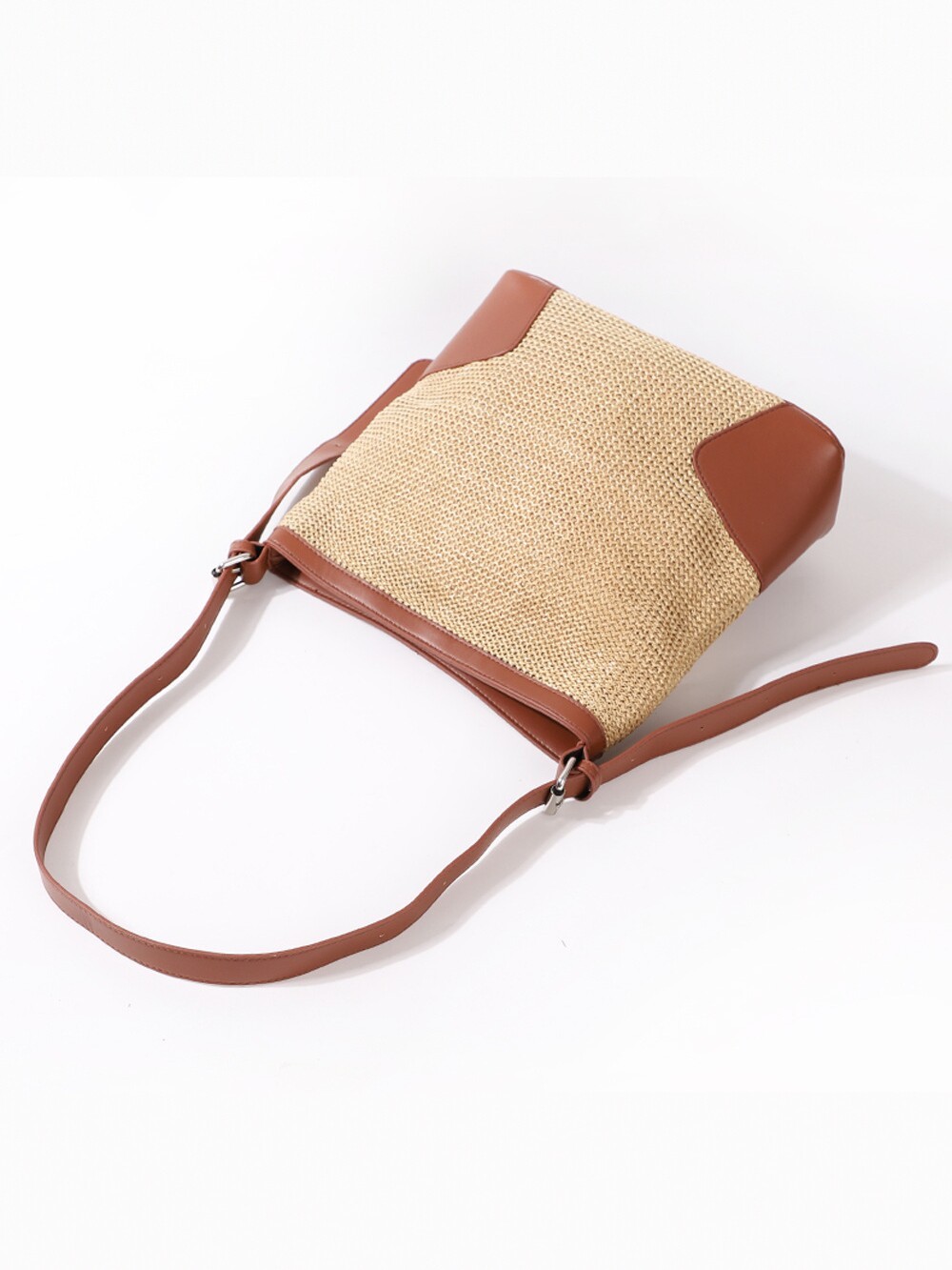 Woven Corner-Panel Shoulder Bag