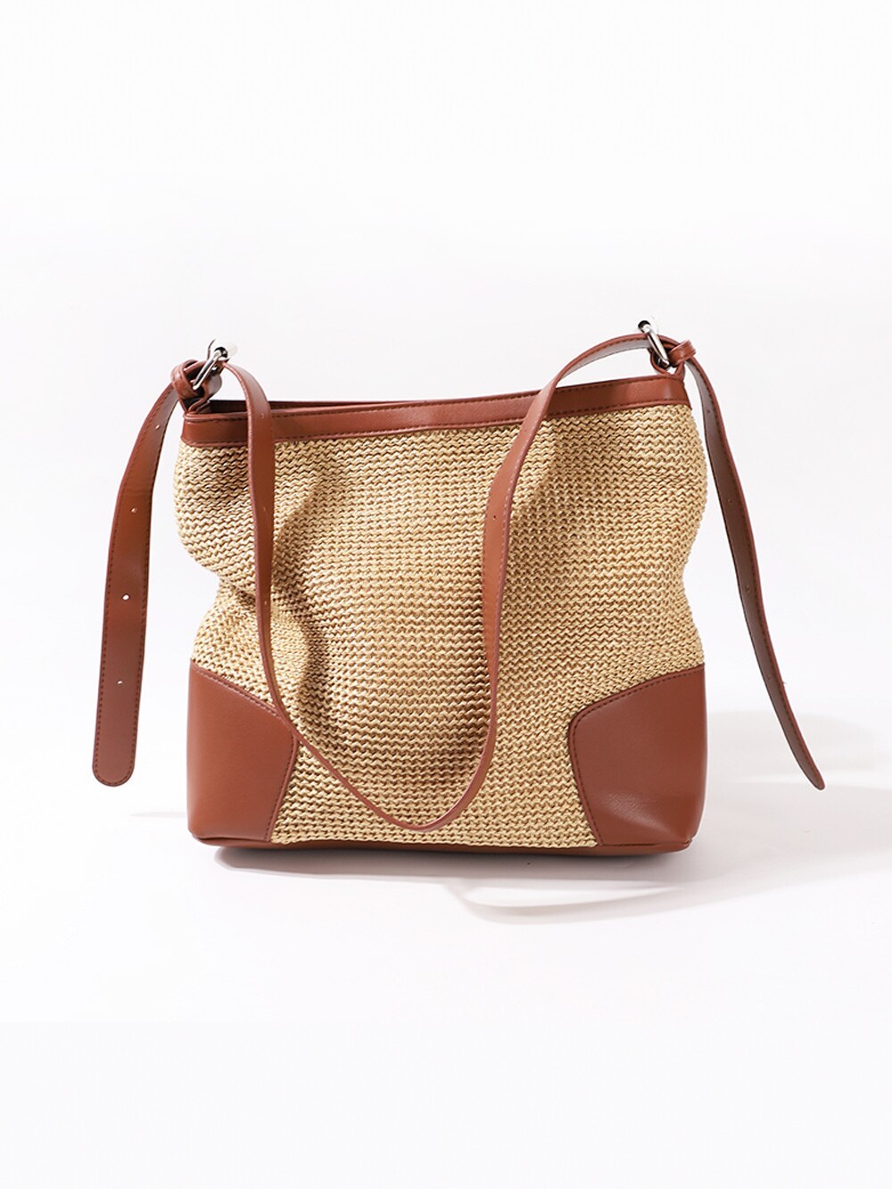 Woven Corner-Panel Shoulder Bag