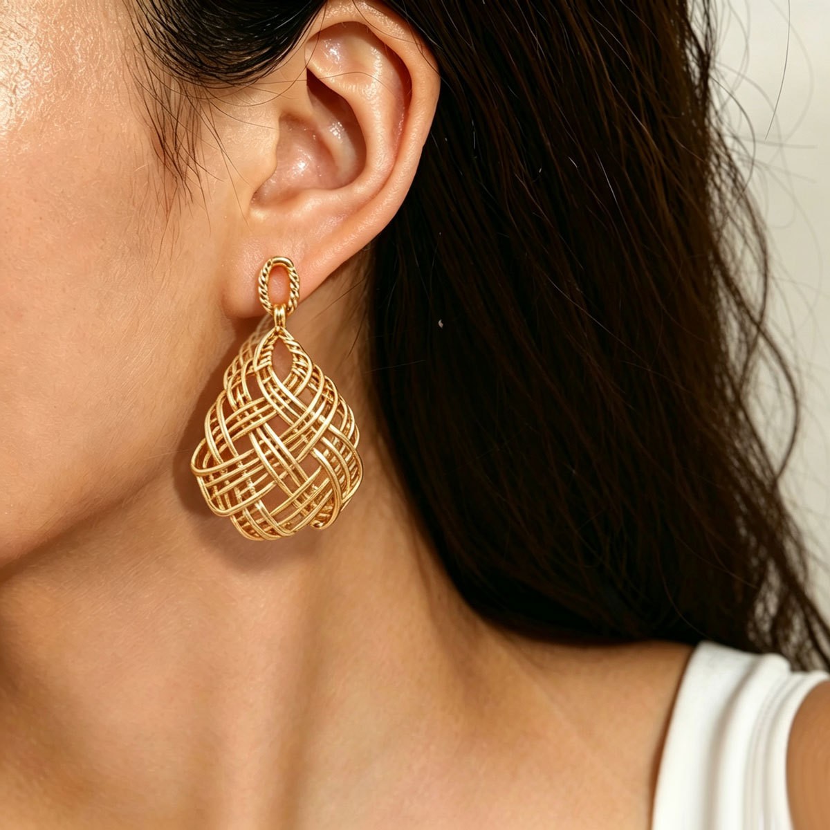 Textured Openwork Drop Earrings