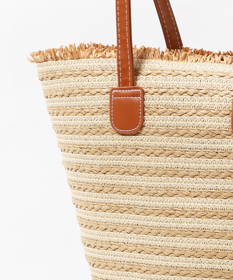 Striped Woven Beach Tote