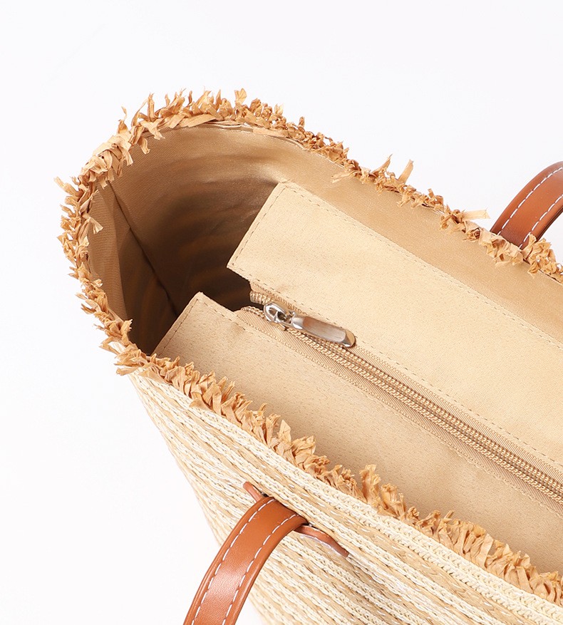 Striped Woven Beach Tote