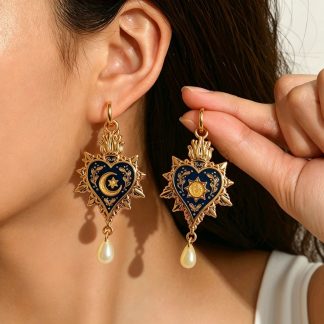 Heart Medallion Drop Earrings