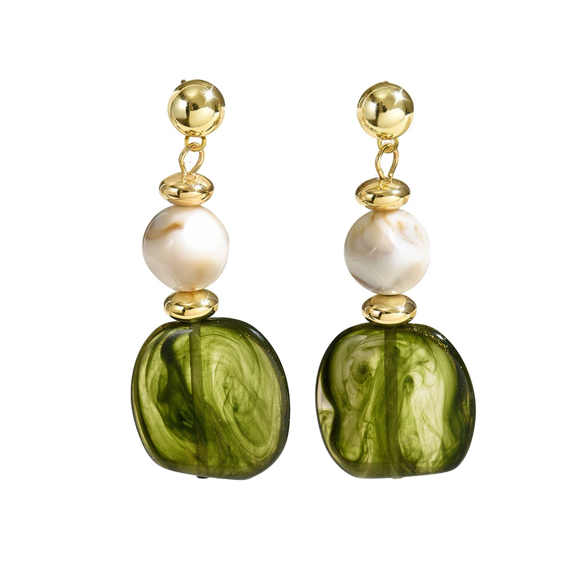 Pearl-Effect and Color Drop Earrings