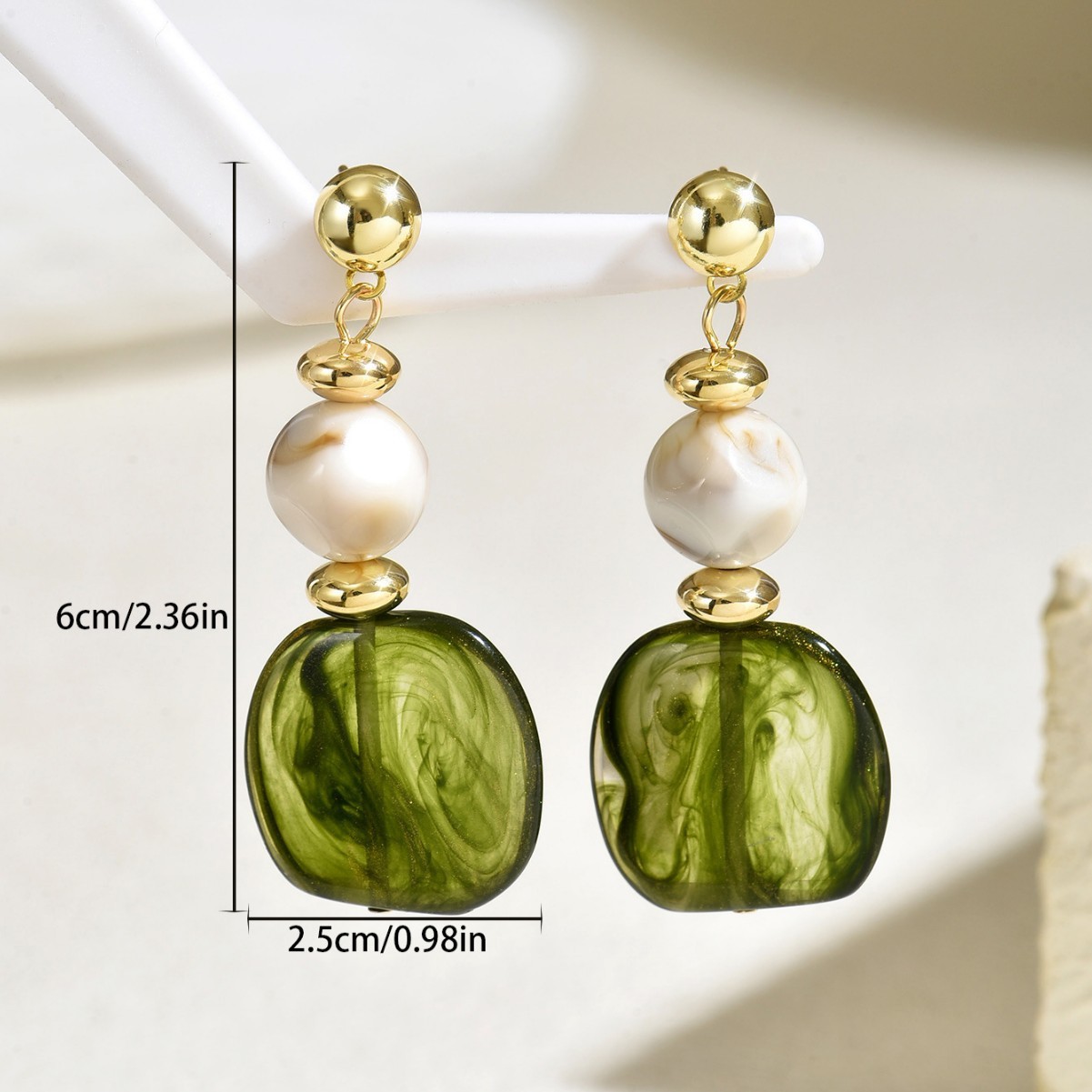 Pearl-Effect and Color Drop Earrings
